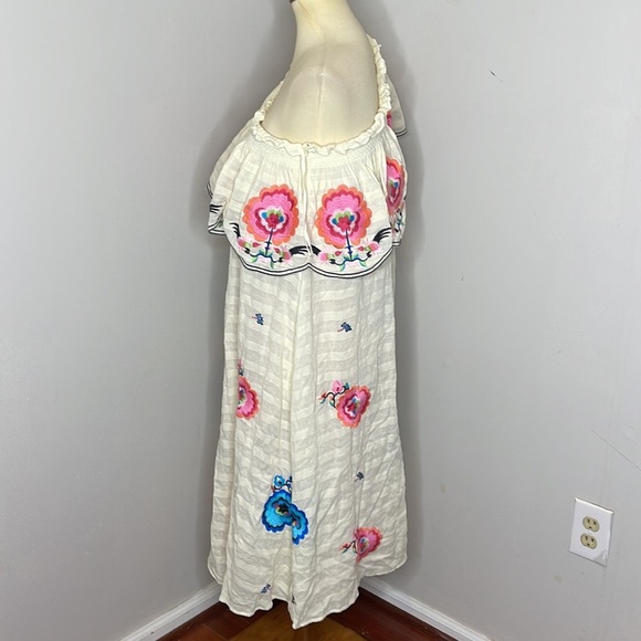 ANTHROPOLOGIE White Floral Embroidered Pullover One Shoulder Maxi Dress M - Picture 5 of 12